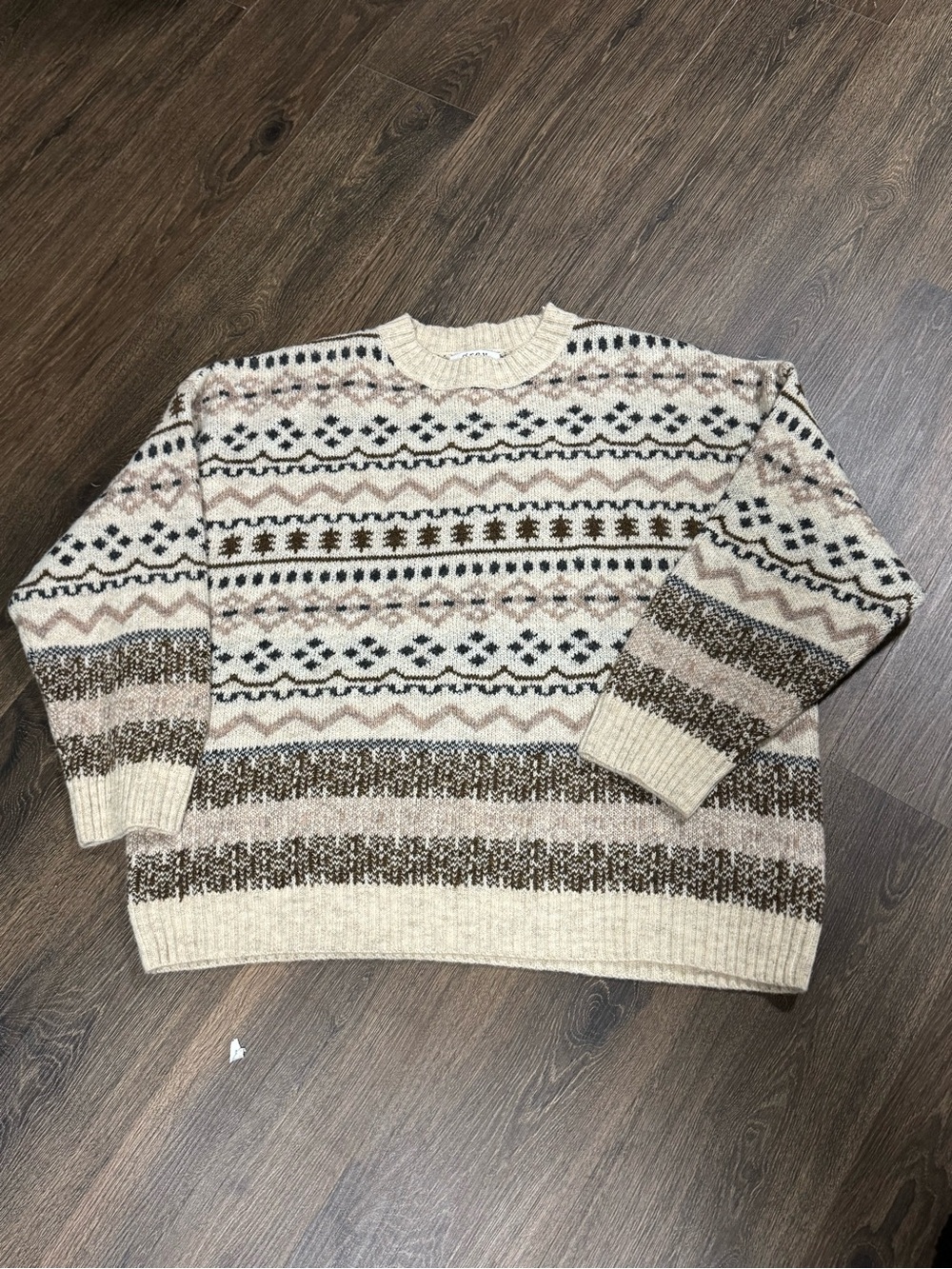 Grey Bandit Viral Cool Vibes Crewneck Sweater Fair Isle Sz L Cozy Gilmore - Picture 3 of 11